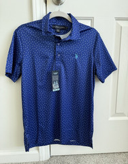 U.S. Polo Assn. Feel Dry Men’s Polo S Blue Polka Dot Short Sleeve Moisture