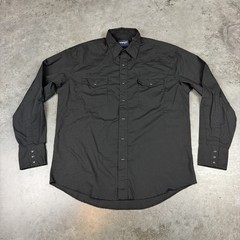 Wrangler Western Shirt Mens Large Black Pearl Snap Long Sleeve Cowboy