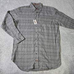 Robert Talbott Mens M Button Down Shirt Grey Tonal Stripe Long Sleeve B261-15