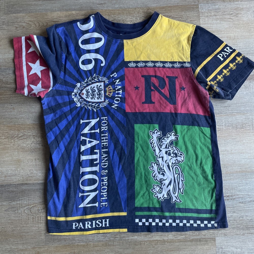 Parish Nation Patchwork Crewneck Sweatshirt Multi Color Graphic Large