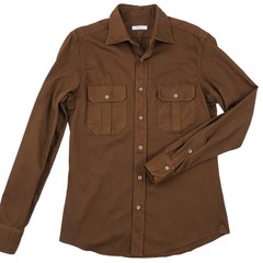 Boglioli Extra-Slim Snap Front Twill Cotton Utility Shirt S/M (Eu 40) Imperfect
