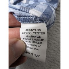 JOHNNIE-O Prep-Formance Performance Nylon Viscose Stretch Blue White Plaid Sz L