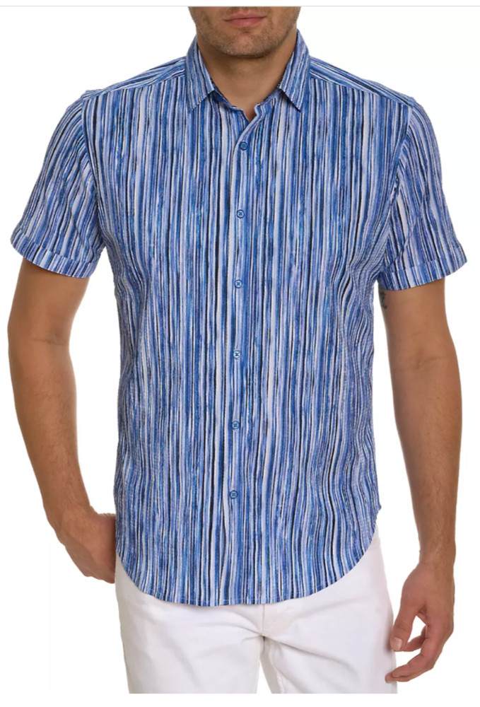 Robert Graham FLASHBACK Seersucker Short Sleeve $218 Small NEW NWT Classic Fit