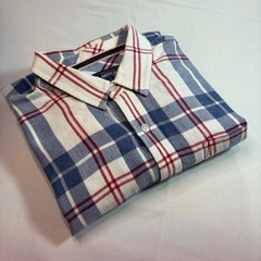 American Rag Mens M Blue Red White Plaid Check Long Sleeve Button Down Shirt