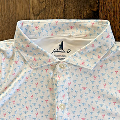Johnnie O NWT Men’s Large Polo Shirt Pin Up White Drinks Featherweight NWT $110