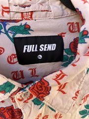 Men’s Full Send Button-Down Shirt Multicolor Roses Spell-Out XL Street Art City