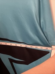 Men’s Size XL Polo Shirt Black, Aqua & Blue Geometric Gradient Short Sleeve