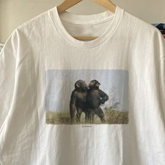 National Geographic Monkey Washed White T-Shirt L