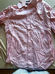 Lands’ End Men’s Regular Fit Solid Pink Cotton Dress Shirt 15.5 32-33