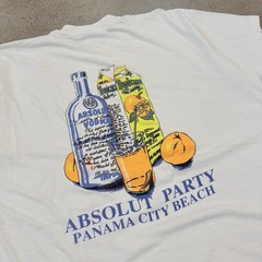 Vintage 90s Absolute Vodka Spring Break Tee Shirt XL White Panama City Beach