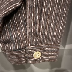 VTG Wah Maker Bib Shirt Adult Large Red/Brown Green Striped Band Collar