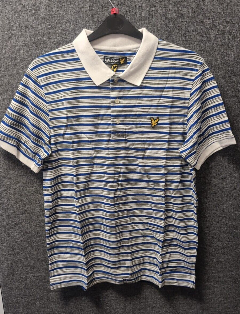 Lyle & Scott SS Hand Drawn Stripe Printed Polo Shirt UK L LN142 EE 06