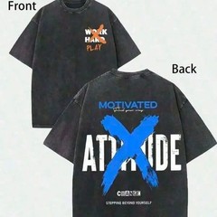 “Attitude & Motivation” Double-Sided Washed T-Shirt