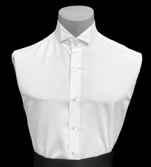 Men’s White Wing Collar Tuxedo Shirt Plain Front Size Small 14-14.5 32/33