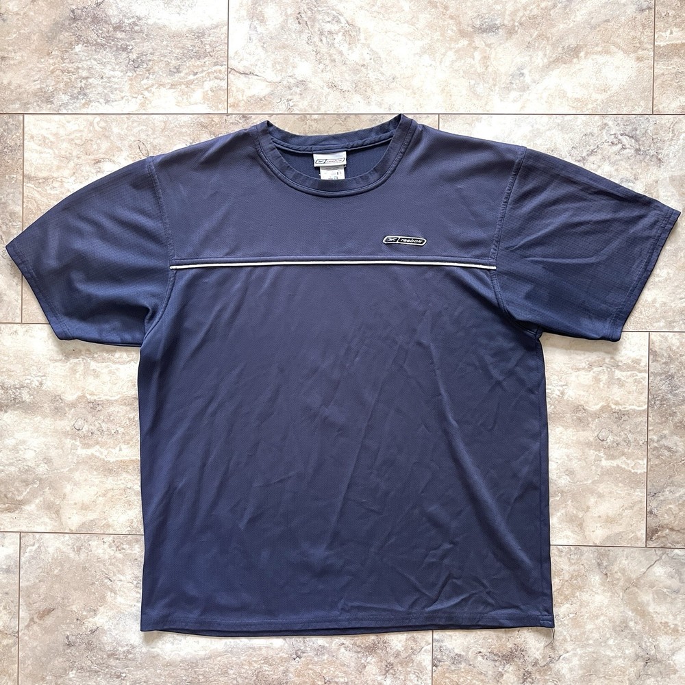 Y2K Reebok Hydromove Athletic Mesh Style T Shirt Sz XL Navy Blue Workout