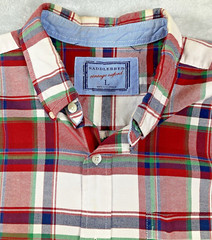 SADDLEBRED Men’s Large Red Multicolor Plaid Brushed Cotton LS Button Down Shirt