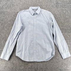Theory Irving Blue White Multi Button Up Shirt Brand S Long Sleeve