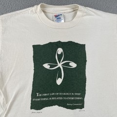 Vtg Hanes Beefy-T Small White Shirt First Law Of Ecology Made In USA 90s EUC
