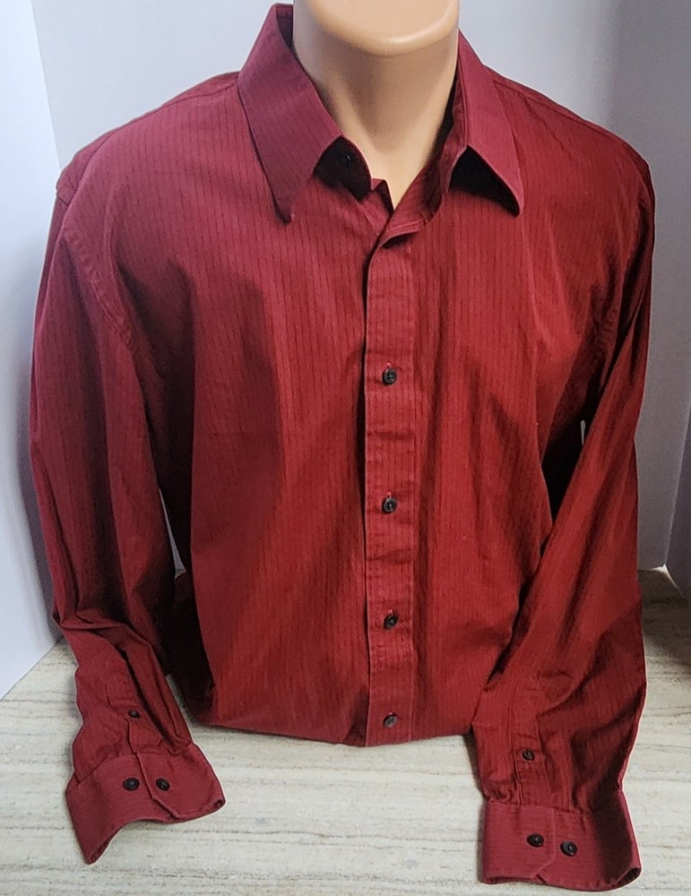 EXPRESS DESIGN STUDIO Modern Fit Button Down Striped Dress Shirt XL 17-17.5