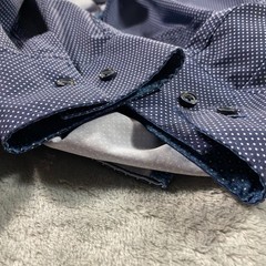 CON.STRUCT Button Down Shirt Mens L Navy Blue 4-Way Stretch Slim Fit Office