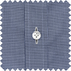 High Open Bow Collar Buttonless Navy Blue Dogstooth Casual Wear Men Cotton Shirt