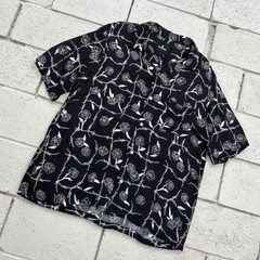 NOT CONVENTIONAL 2018 Open-Collar Rayon Shirt Black M