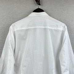 ZARA Button Down Shirt Men’s Size Extra Large Slim White Polka Dot Casual Modern
