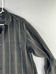 Haggar Mens Luxury Microfiber Striped Long Sleeve Button Up Shirt L