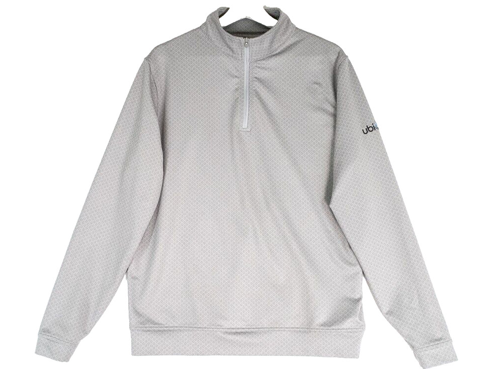 Peter Millar Perth 1/4 Zip Pullover Grey Mens M Performance Golf Ubiquity Logo