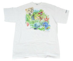 Vintage Rainforest 90s Animals Forest White Shirt Size 3X-Large