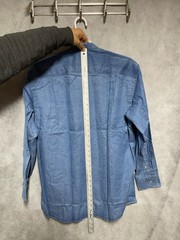 VTG Paul Fredrick Shirt Men L Blue Denim Chambray Blade Collar Button Up L/S USA