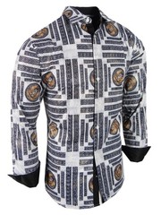 Mens Shirt Luxury Italian Stripe Animal Prints Stretch Slim Fit Button Up Dress