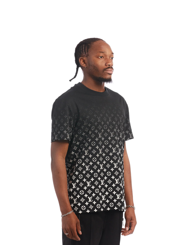 Louis Vuitton LV Monogram Pattern Gradient Cotton Crewneck T-Shirt Black Size L