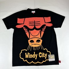 Mitchell Ness Hardwood Classics Chicago Bulls Windy City T-Shirt Mens Sz L Black
