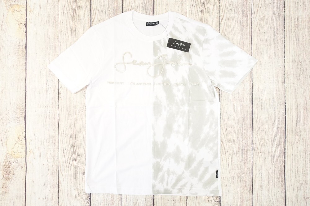 SEAN JOHN TIE DYED WHITE GRAY 2XL 3D GRAPHIC PRINT TEE TSHIRT MENS NWT NEW