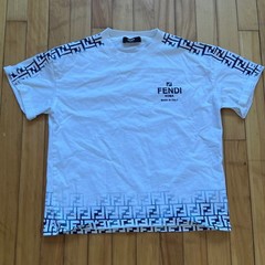 Fendi Roma White FF Monogram Gradient Logo T-Shirt Cotton Mens Small