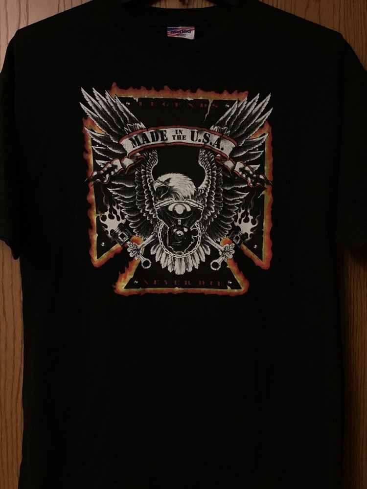 “Legends Never Die” – Eagle Firepower Image – “Made In The USA” – Black/XL