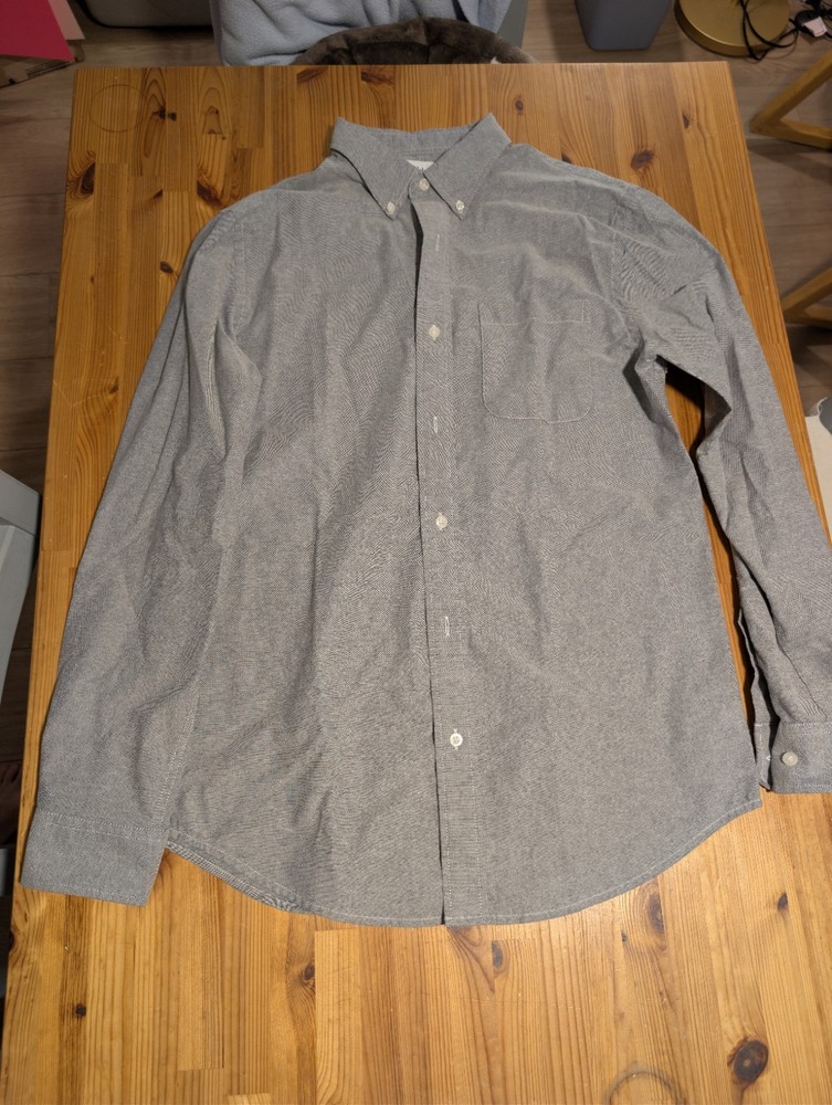 Saddlebred Men’s Long Sleeve Button-Up Shirt Grey, Classic Fit, Medium