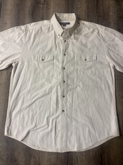 Croft & Barrow Mens Button-Down Long Sleeve Shirt Cream Khaki Chino Size LT