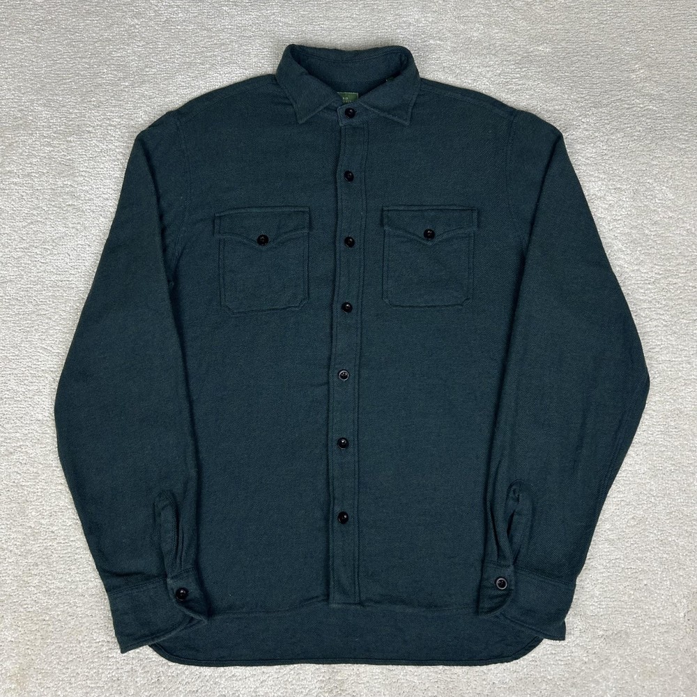 Sid Mashburn Shirt Mens Medium Blue Twill Flannel Work Overshirt Shacket