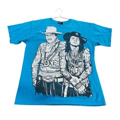 Upper Playground John Wayne Lil Wayne Tattoo Graphic Tee Blue Mens Medium