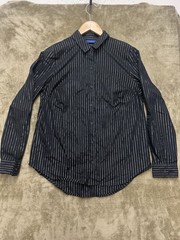 Apt.9 Button Up Shirt Men’s Medium Black striped Solid Color 100% Cotton
