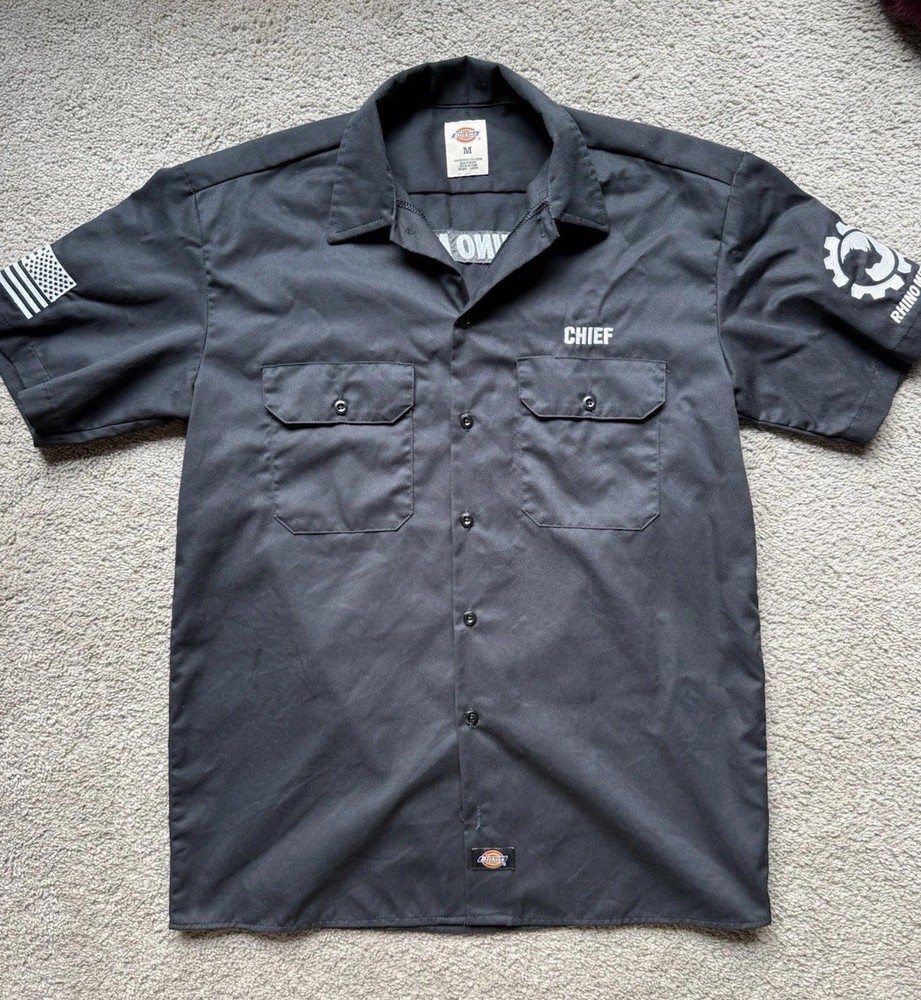 Dickies Workwear Button Up, Medium, Rhino Metals, Black