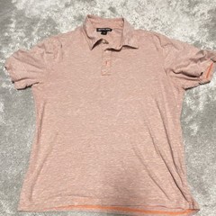Michael Kors Men’s M Polo Orange/Gray Striped Short Sleeve Collared Button