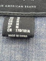 21 MEN Men Button-Up Medium Blue Heather 100% Cotton Long Sleeve China Work