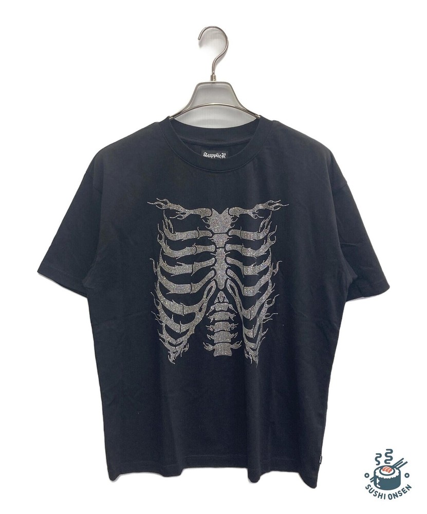 SUPPLIER Rhinestone Fire Bones Tee Size: L Black Men