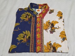 Farm Rio Button-up Asymmetrical Risqué Mermaids/Banana Tropical Shirt Medium