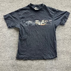 Newport Blue T-Shirt Mens Size XL Black Graphic Palm Tree Beach Casual Cotton