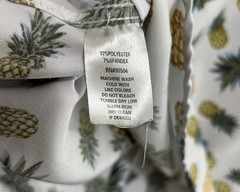 VSTR Pineapple Print Button Front Shirt Mens Medium White 4 Way Stretch Casual