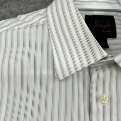 Jos A Bank Dress Shirt Mens 16 34/35 White Stripe Classic Fit Cotton Long Sleeve
